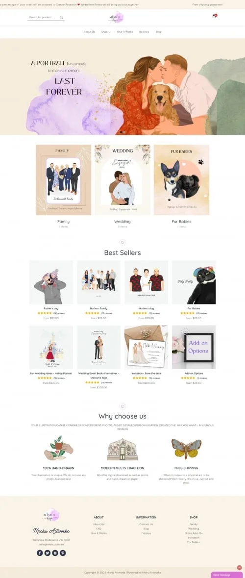 Thiết kế website dịch vụ Mishu Artwork