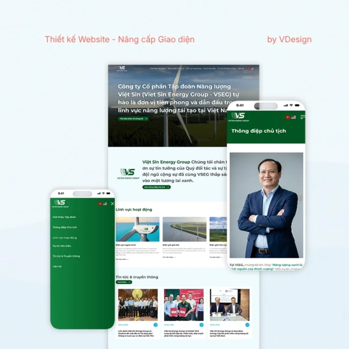Dự Án Website Doanh Nghiệp VIỆT SIN – Giải Pháp Năng Lượng Bền Vững | VDesign