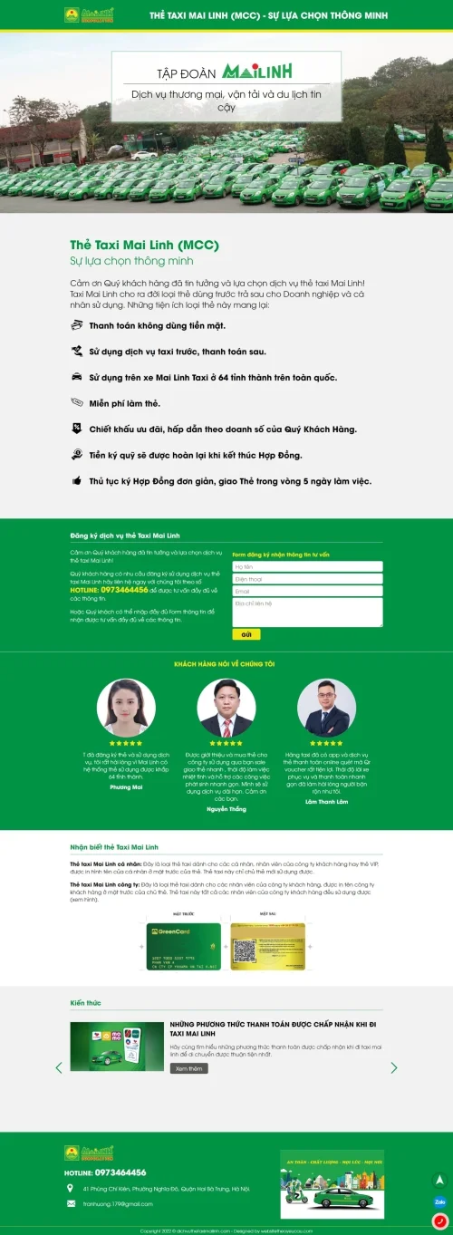 Thiết kế website Thẻ taxi Mai Linh