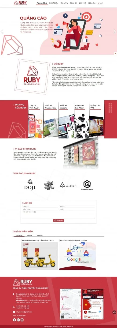 Thiết kế website công ty RUBY